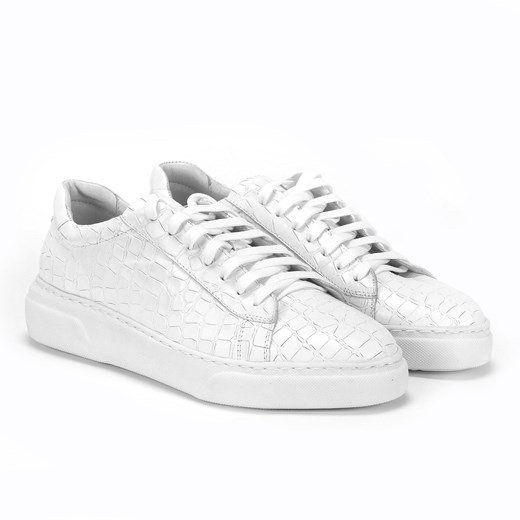 Białe sneakersy MARCELLO ze sklepu Domenoshoes w kategorii Trampki męskie - zdjęcie 127706134