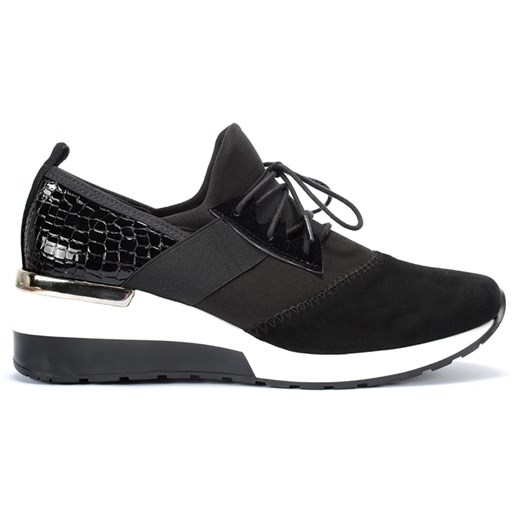 Czarne sneakersy damskie CARLA ze sklepu Domenoshoes w kategorii Buty sportowe damskie - zdjęcie 127706150