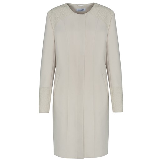 Beżowy płaszcz damski z koronką 83759 Lavard 34 Lavard wyprzedaż