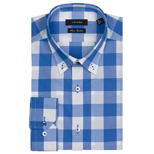 Niebieska koszula męska w kratę 93043 Lavard 40/176-182 okazyjna cena Lavard