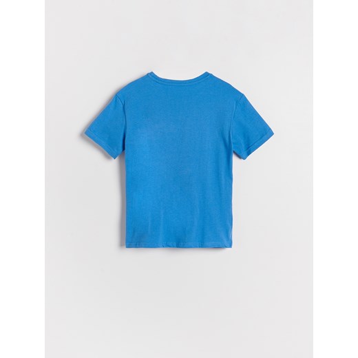Reserved - Bawełniany t-shirt z napisem - Niebieski Reserved 164 Reserved