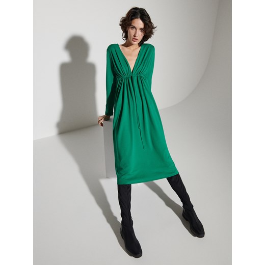 Reserved - Sukienka z wiązaniem - Zielony Reserved S Reserved