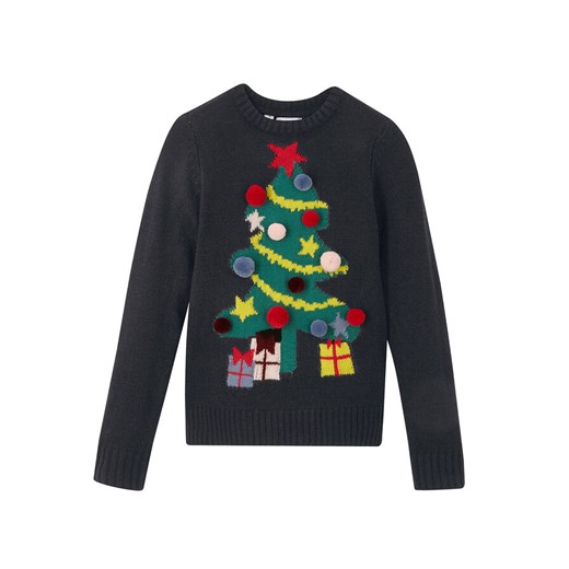 Sweter dziewczęcy z bożonarodzeniowym motywem | bonprix 152/158 bonprix