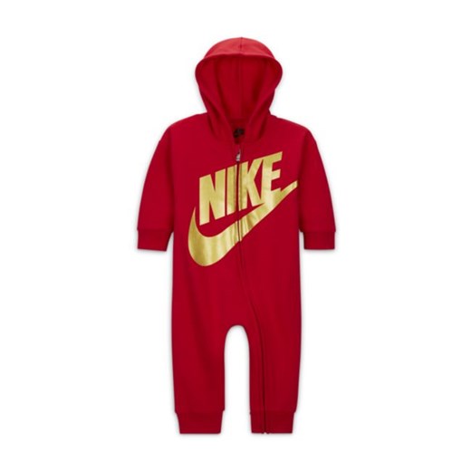 Pajacyk z zamkiem na całej długości dla niemowląt (0–9 M) Nike - Czerwony Nike 3-6M Nike poland