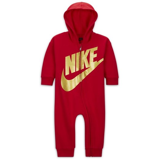 Pajacyk z zamkiem na całej długości dla niemowląt (0–9 M) Nike - Czerwony Nike 3-6M Nike poland