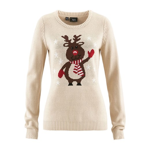 Sweter bożonarodzeniowy z okrągłym dekoltem | bonprix 40/42 bonprix