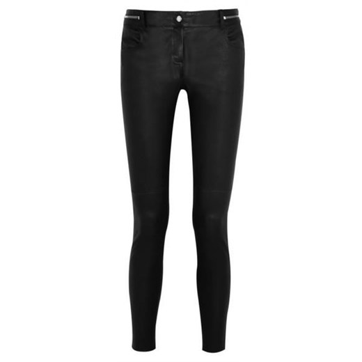 Skinny pants in black leather with zip detail