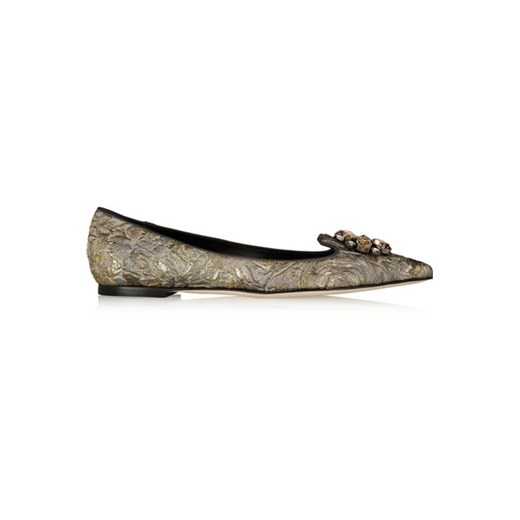 Bellucci embellished macramé point-toe flats net-a-porter szary peep toe