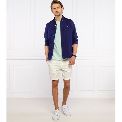 Koszula męska Lacoste z kołnierzykiem button down niebieska z długim rękawem