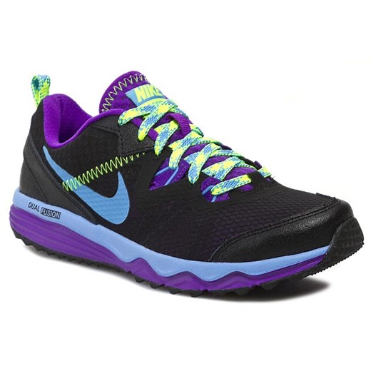 Półbuty NIKE - Wmns Nike Dual Fusion Trail 652869 003 Black/University Blue/Hyper Graphite/Volt Noir/Violet Volt eobuwie-pl czarny 