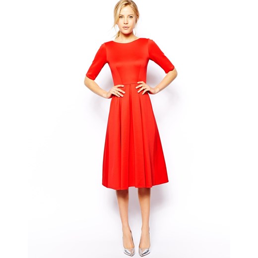 Asos     Midi Plisowana Sukienka aleja-mody czerwony elegancki
