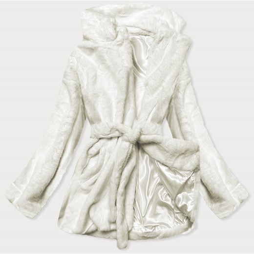 Damska kurtka futro z kołnierzem biała (gsq2166) ze sklepu goodlookin.pl w kategorii Futra damskie - zdjęcie 128098393