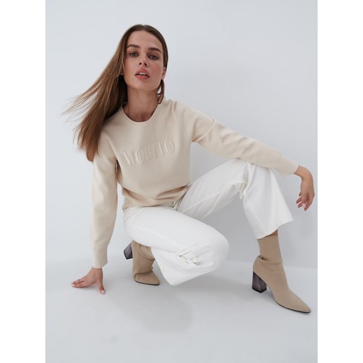 Mohito - Sweter z haftem - Kremowy Mohito L Mohito