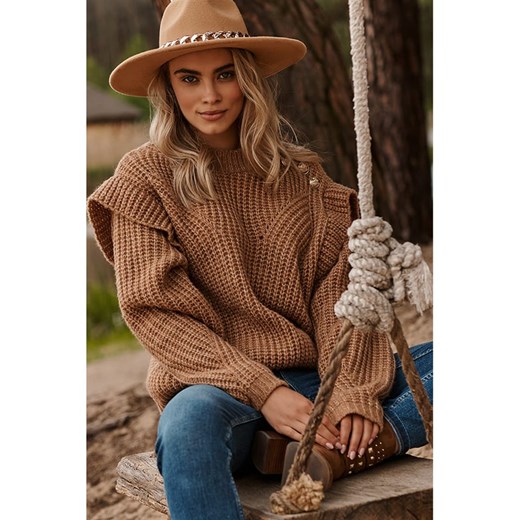 Sweter damski Makadamia z okrągłym dekoltem 