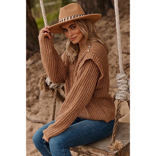 Sweter damski Makadamia z okrągłym dekoltem 