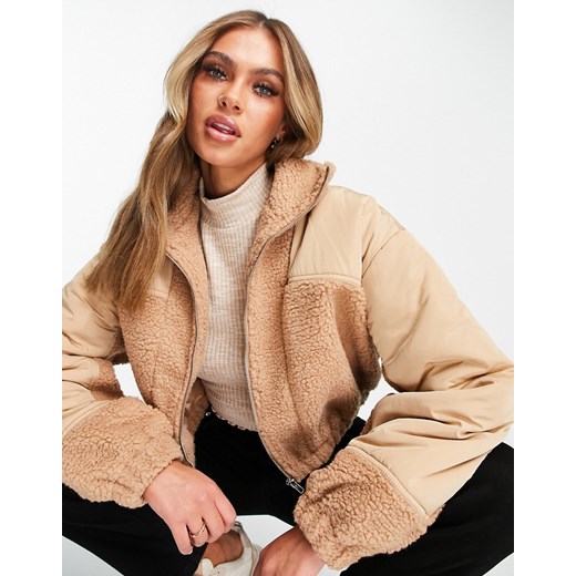 Kurtka damska beżowa Missguided bez kaptura krótka 