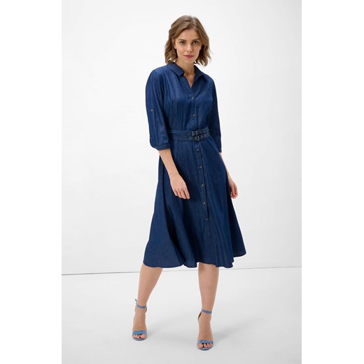 Sukienka ORSAY z kołnierzykiem na co dzień midi z długimi rękawami 