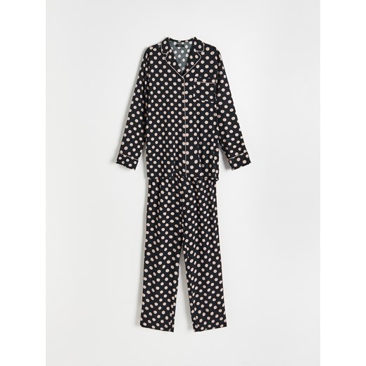 Reserved - Dwuczęściowa piżama z wiskozy - Czarny Reserved S Reserved okazyjna cena