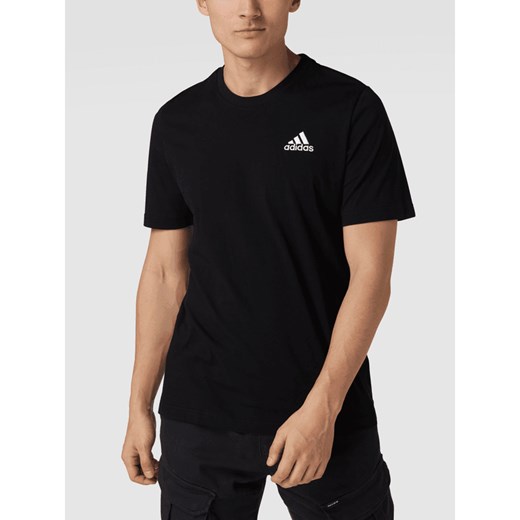 T-shirt męski czarny Adidas Performance z bawełny z krótkimi rękawami 