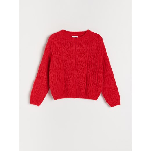 Reserved - Sweter z ozdobnym splotem - Czerwony Reserved 122 wyprzedaż Reserved