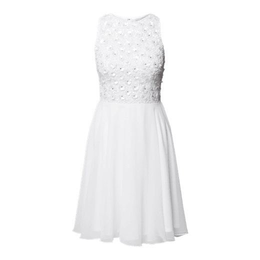 Lace & Beads sukienka bez rękawów z okrągłym dekoltem biała rozkloszowana 