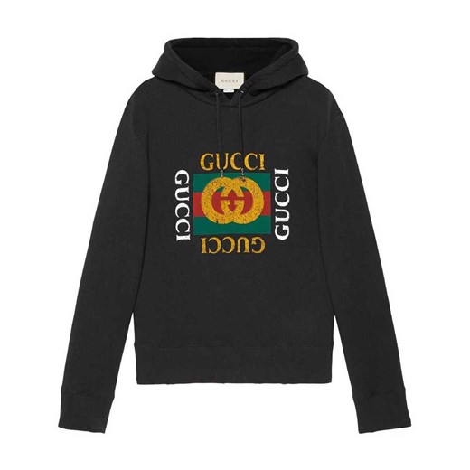 Gucci, Oversize Sweatshirt With Gucci logo Czarny, male, Gucci S showroom.pl