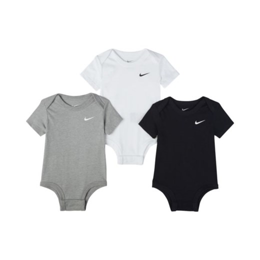 Body dla niemowląt (3–6 M) z logo Swoosh (3 szt.) Nike - Czerń Nike 3-6M Nike poland
