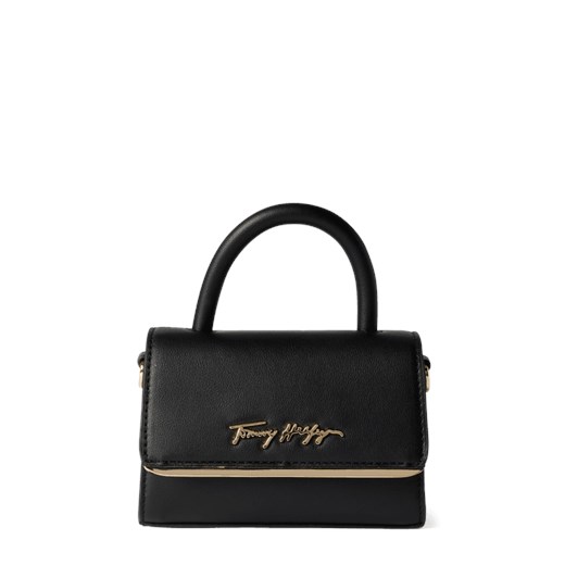 Shopper bag Tommy Hilfiger z aplikacjami czarna elegancka 