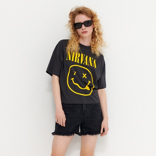 T-shirt z nadrukiem Nirvana - Szary House S okazja House