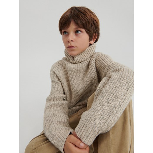 Reserved - Melanżowy sweter z golfem - Kremowy Reserved 164 promocyjna cena Reserved