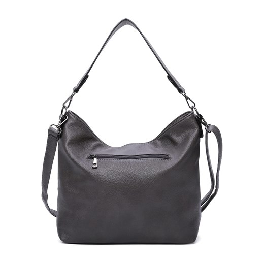 Shopper bag szara Casa Di Nova matowa ze skóry na ramię