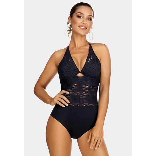 Czarne Monokini pushup - ażurowa tkanina F28A/836 Feba XL (42) Feba