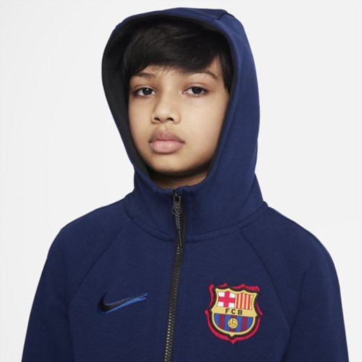 Bluza z kapturem i zamkiem na całej długości dla dużych dzieci FC Barcelona Tech Nike XS Nike poland