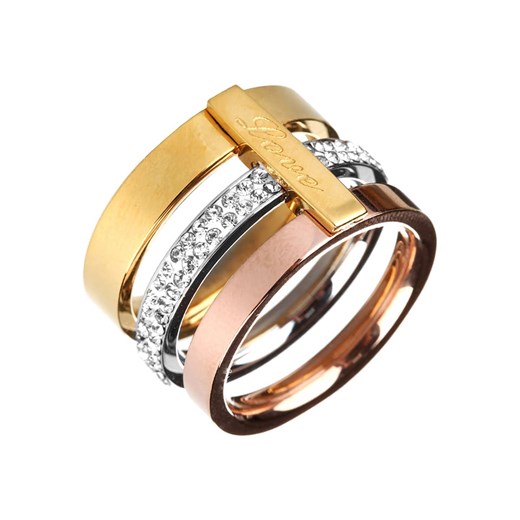 Pozłacany pierścionek z kryształami Luxury Avenue 56 okazyjna cena Limango Polska