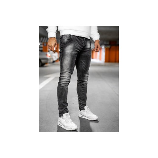 Czarne spodnie jeansowe męskie regular fit Denley MP004N M okazja Denley