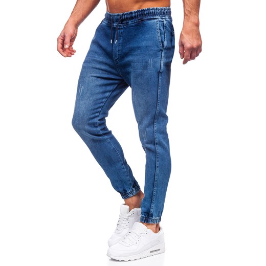 Granatowe spodnie jeansowe joggery męskie Denley 0027 33/L wyprzedaż Denley
