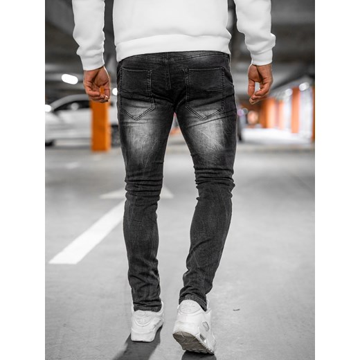 Czarne spodnie jeansowe męskie regular fit Denley MP004N 2XL okazja Denley