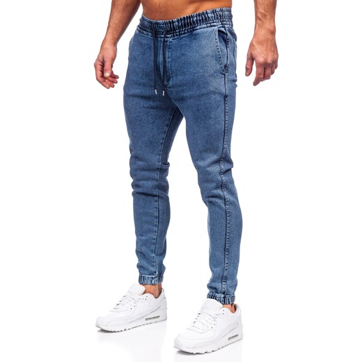 Granatowe spodnie jeansowe joggery męskie Denley 0026 30/S okazyjna cena Denley