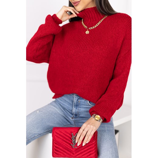 Sweter damski DORENA RED uniwersalny promocyjna cena Ivet Shop