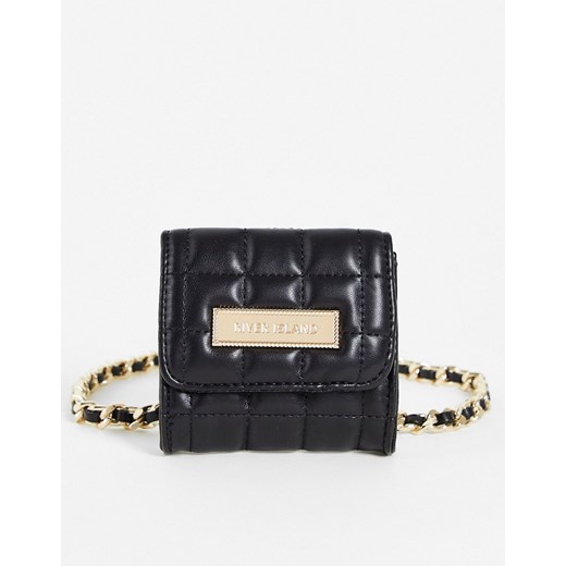 River Island – Pasek z łańcuszka z pikowaną czarną torebką-Black River Island L Asos Poland