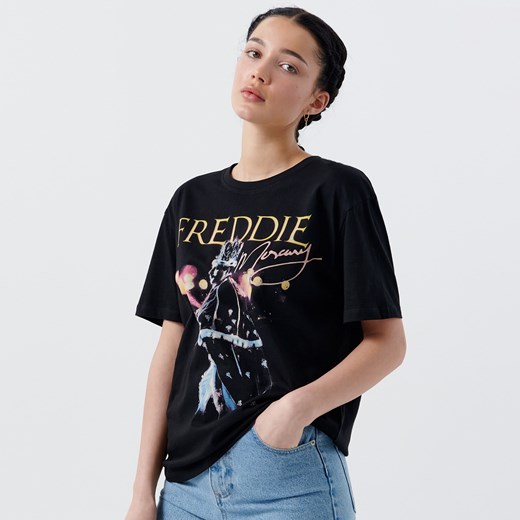 Cropp - Koszulka z nadrukiem Freddie Mercury - Czarny Cropp S wyprzedaż Cropp