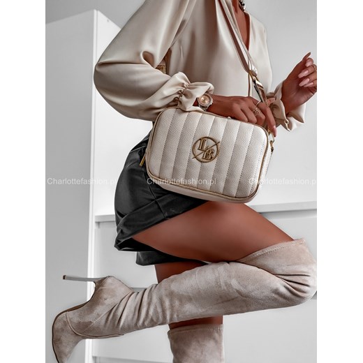 Pikowana torebka "LB" beżowa J172 Darexim Uniwersalny Charlotte Fashion