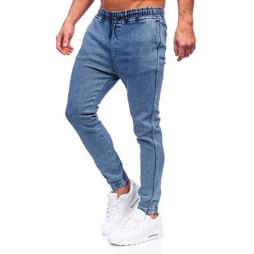 Niebieskie spodnie jeansowe joggery męskie Denley 0026 34/L okazja Denley