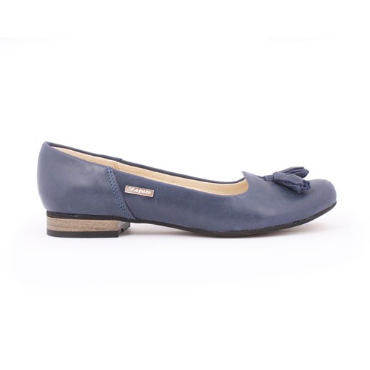 klasyczne baleriny lordsy z ozdobą - skóra naturalna - model 009 - kolor granat Zapato 36 okazyjna cena zapato.com.pl