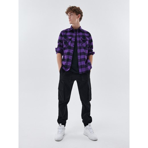 Cropp - Flanelowa koszula w kratę - Fioletowy Cropp M Cropp