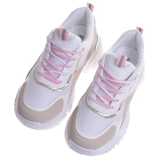 Buty sportowe damskie sneakersy białe na platformie wiązane