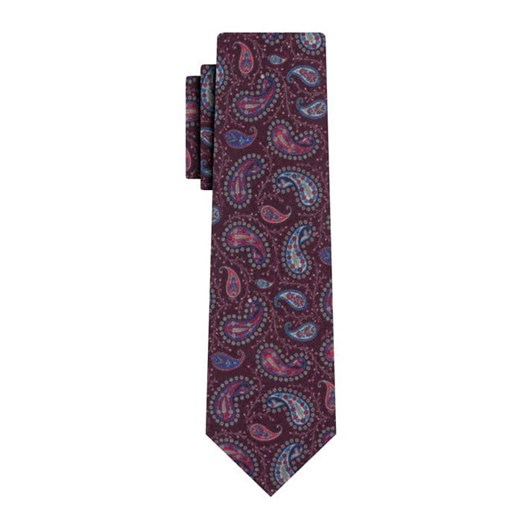 Krawat Męski, Bordowy, Elegancki, Wzór Paisley, Łezki, 100% Bawełna, 7cm -EM Men&#039;s Accessories KREMACS60007 ze sklepu JegoSzafa.pl w kategorii Krawaty - zdjęcie 129499270