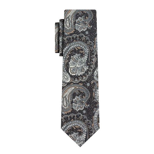 Krawat Męski, Granatowo-Beżowy, Wzór Paisley, Łezki, 100% Bawełna, 7cm -EM Men&#039;s Accessories KREMACS60022 ze sklepu JegoSzafa.pl w kategorii Krawaty - zdjęcie 129499272