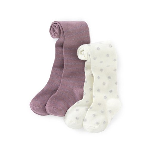 Rajstopy ozdobne, niemowlęce dla dziewczynek (pakiet 2 par) la-redoute-pl fioletowy kropki