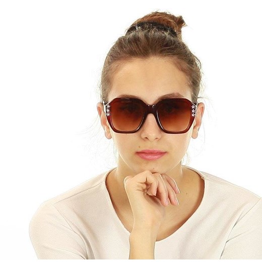 Luksusowe okulary przeciwsłoneczne MAZZINI GEOMETRIC STAR brąz Looks Style Eyewaer uniwersalny okazja Verostilo
